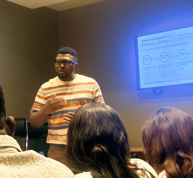 Seun Folami speaking at an event